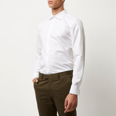 White double cuff slim fit shirt